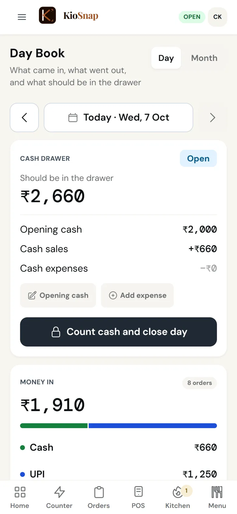 માલિકના ફોન પર આજનો દિવસનો હિસાબ