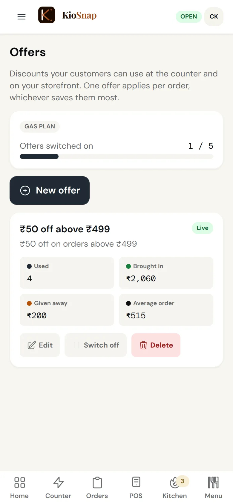Special offers on the owner's phone
